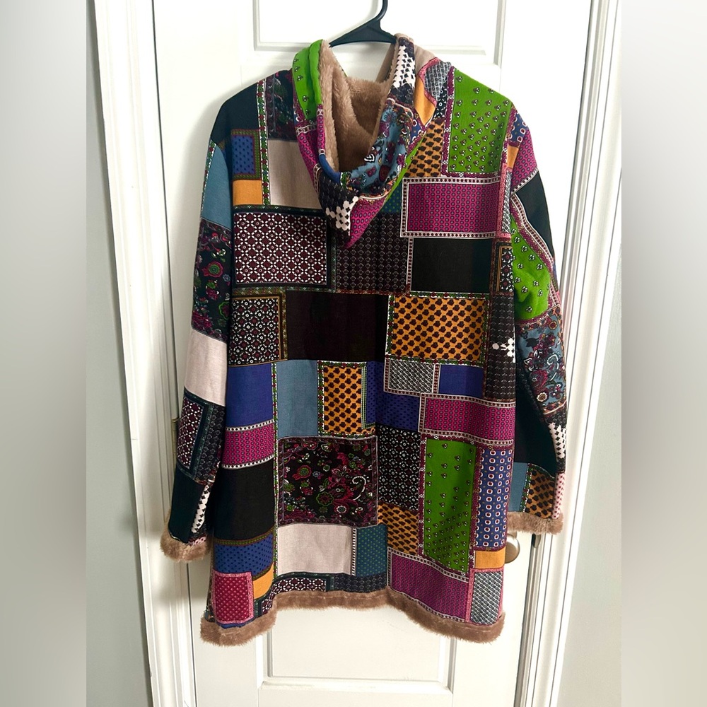 Vintage Colorful Patchwork Teddy Jacket - Picture 3 of 4